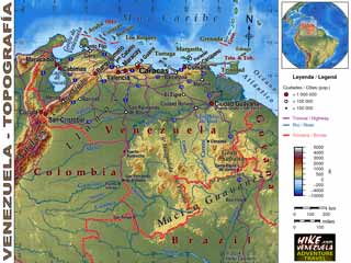Topographic map: Venezuela